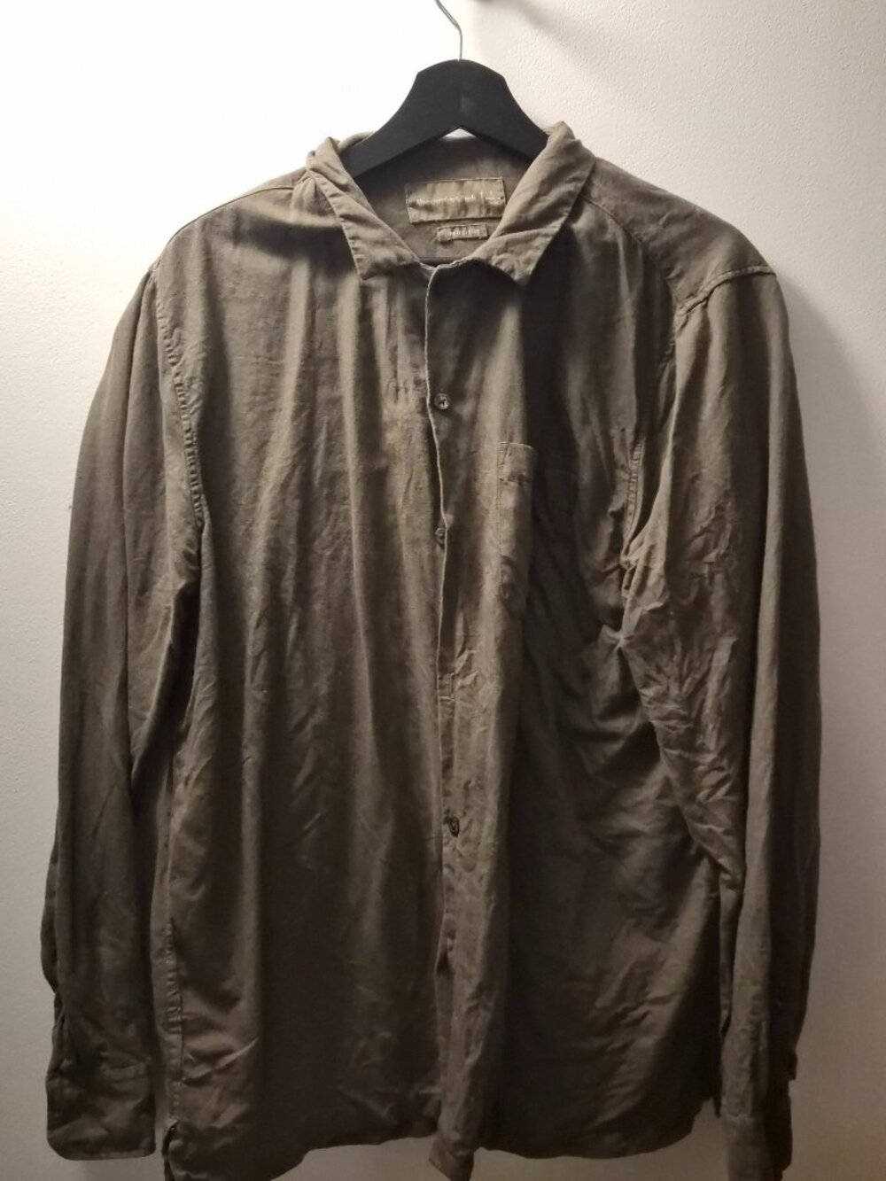 Abercrombie & Fitch Olive Green Linen Blend Button Up Long Sleeve Shirt L